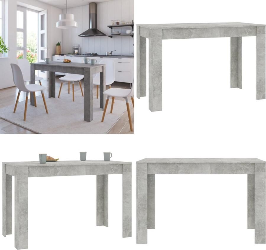 VidaXL Eettafel 120x60x76 cm bewerkt hout betongrijs Eettafel Eettafels Eetkamertafel Eetkamertafels