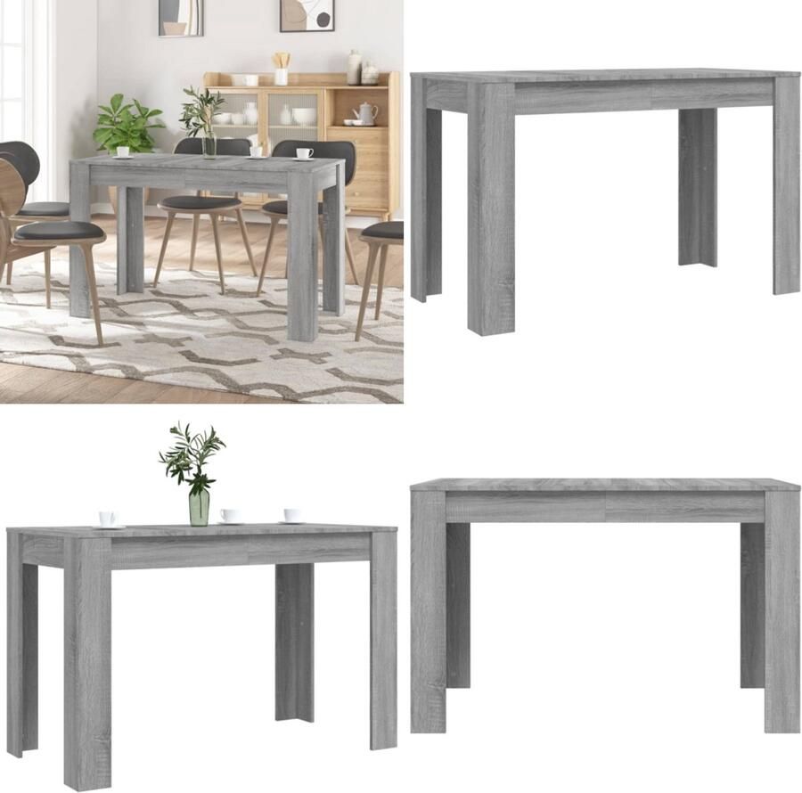 VidaXL Eettafel 120x60x76 cm bewerkt hout grijs sonoma eikenkleurig Eettafel Eettafels Eetkamertafel Tafel