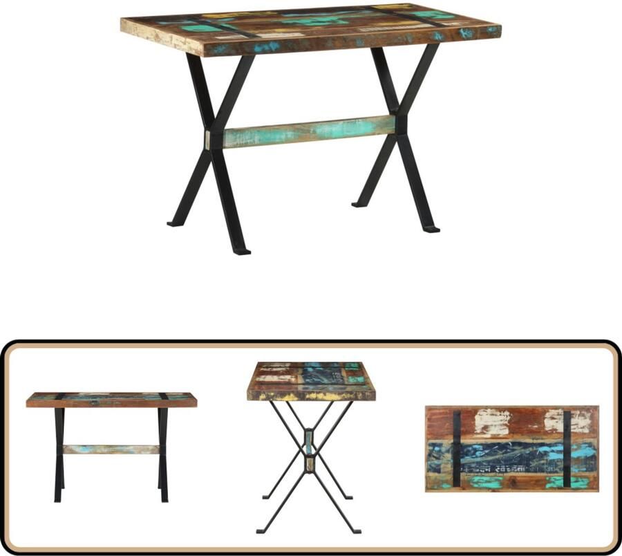 VidaXL Eettafel 120x60x76 cm Gerecycled Hout Industriele Eettafel Industrieel Vintage Eettafel Herbruikt Hout Recycled Wood Furniture Salontafel Eetkamertafel