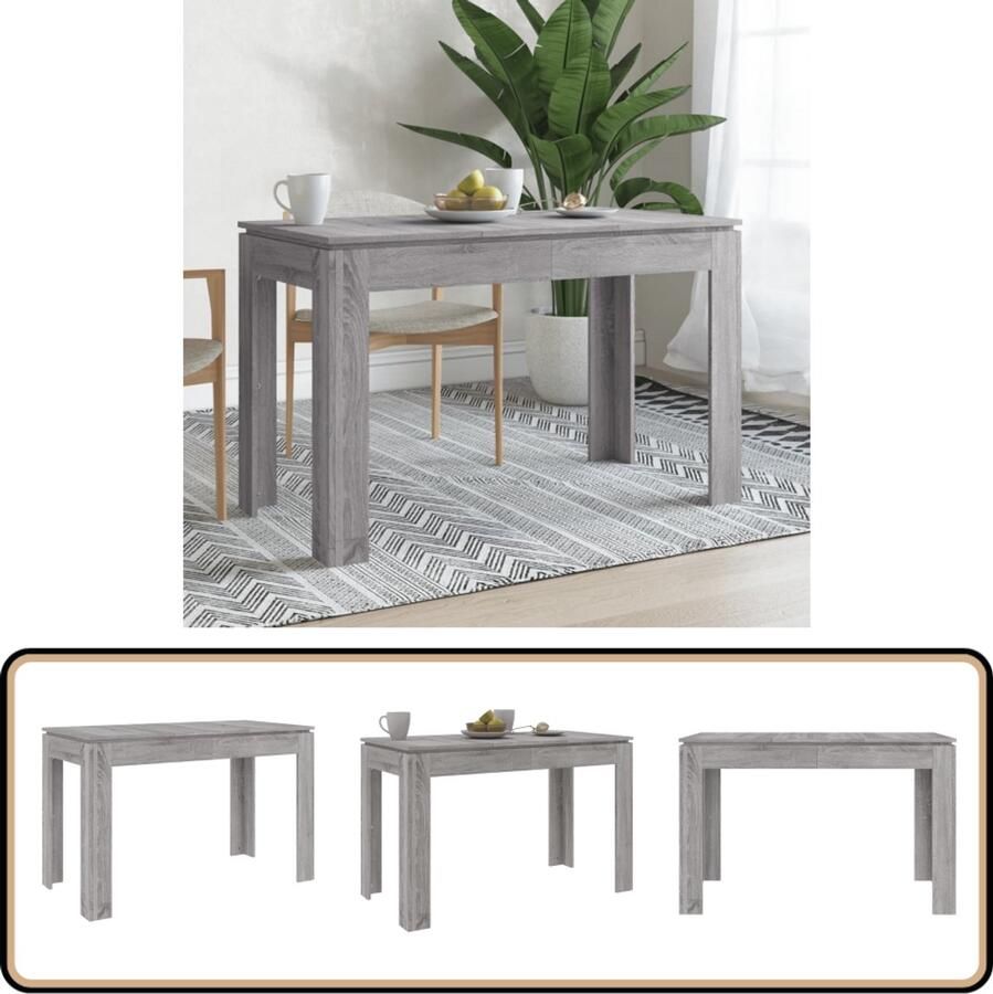 VidaXL Eettafel 120x60x76 cm Grijs Sonoma Eiken Eettafel Houten Eettafel Grijze Eettafel Moderne Eettafel Minimalistische Eettafel Salontafel Ontbijttafel