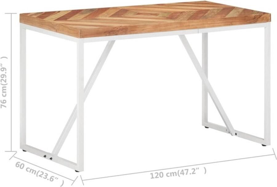 VidaXL -Eettafel-120x60x76-cm-massief-acaciahout-en-mangohout - Foto 2