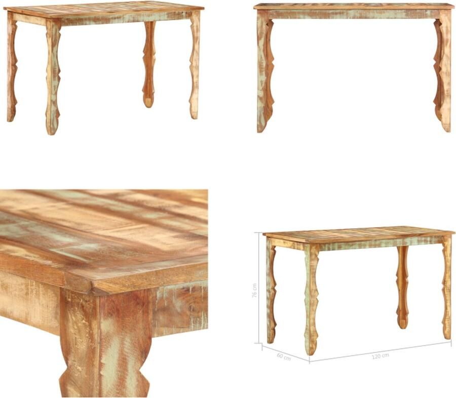 VidaXL Eettafel 120x60x76 cm massief gerecycled hout Eettafel Eettafels Eetkamertafel Eetkamertafels