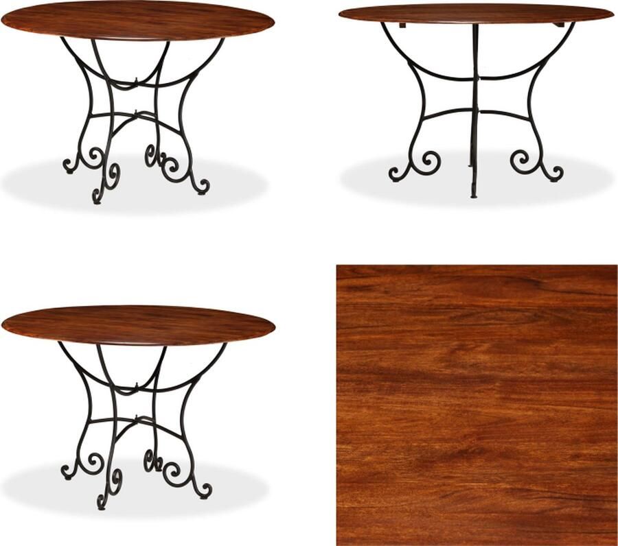 VidaXL Eettafel 120x76 cm massief hout met sheesham afwerking