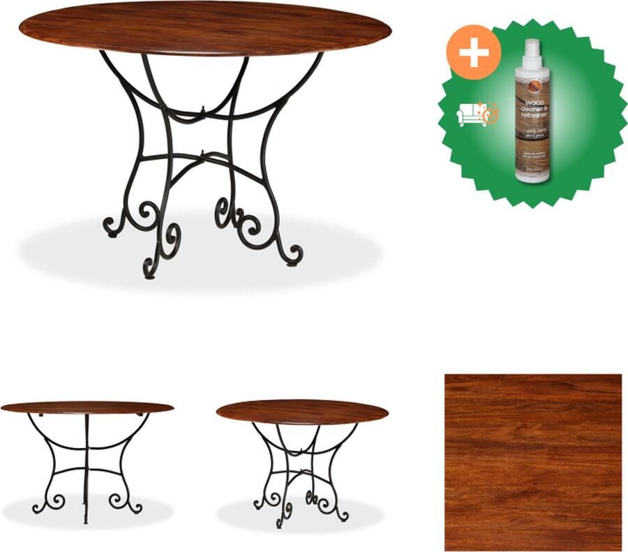 VidaXL Eettafel 120x76 cm massief hout met honingafwerking Tafel Inclusief Houtreiniger en verfrisser