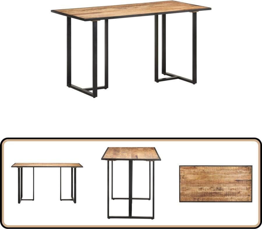 VidaXL -Eettafel-140-cm-ruw-mangohout
