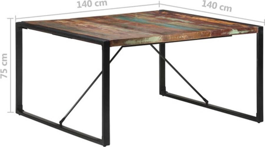 VidaXL -Eettafel-140x140x75-cm-massief-gerecycled-hout - Foto 4