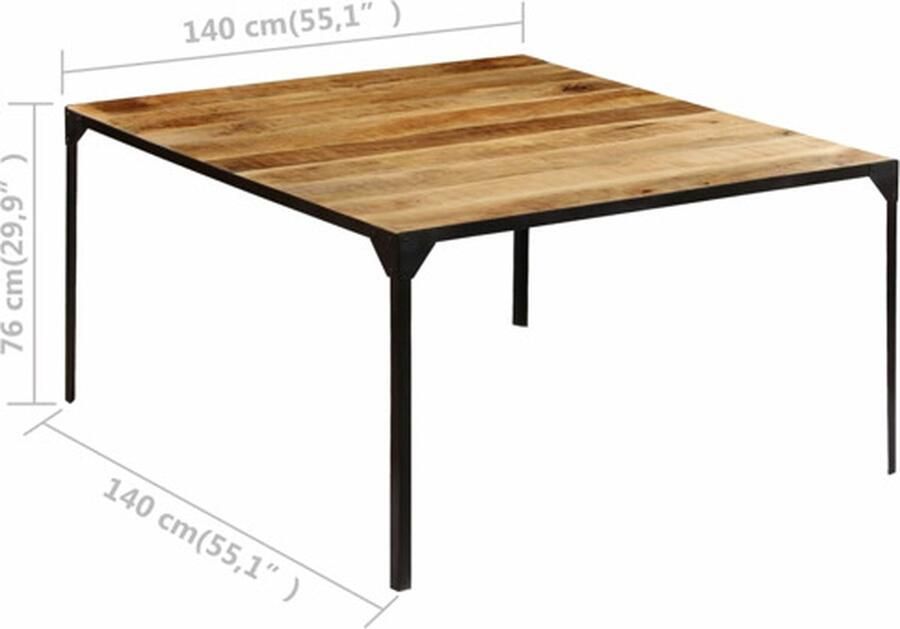 Vida XL Eettafel 140x140x76 cm massief mangohout SKU: V246628