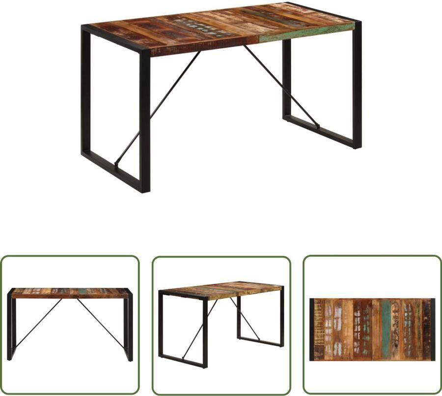 VidaXL Eettafel 140x70x75 cm Gerecycled Hout Retro Eettafel Hout Eettafel Industriële Eettafel Landelijke Eettafel Unieke Eettafel Vintage Eettafel Eethoek Tafels Salontafels