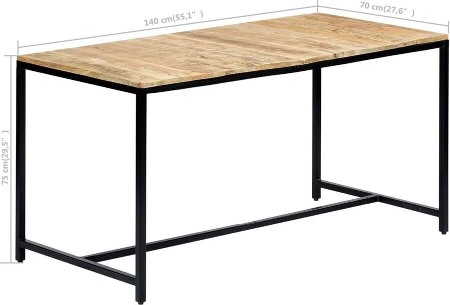 VidaXL -Eettafel-140x70x75-cm-massief-ruw-mangohout - Foto 3