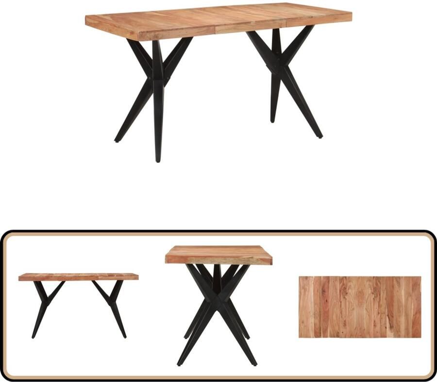 VidaXL -Eettafel-140x70x76-cm-massief-acaciahout-zwart