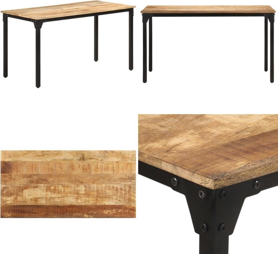 VidaXL Eettafel 140x70x76 cm ruw mangohout Eettafel Eettafels Houten Eettafel Houten Eettafels