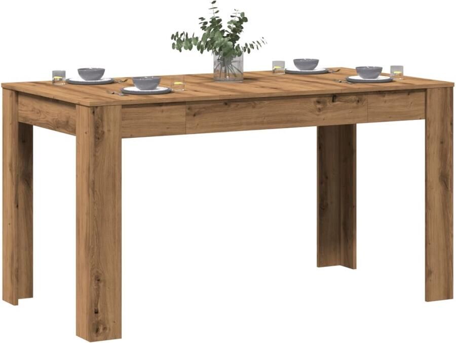 VidaXL Eettafel 140x74 5x76 cm Artisan Eikenkleur Eetkamertafel Houten Tafel Salontafel Modern Design Eiken Kleur Kunststof Poten Landelijke Stijl Multifunctioneel Meubilair Compact Tafellaag - Foto 2