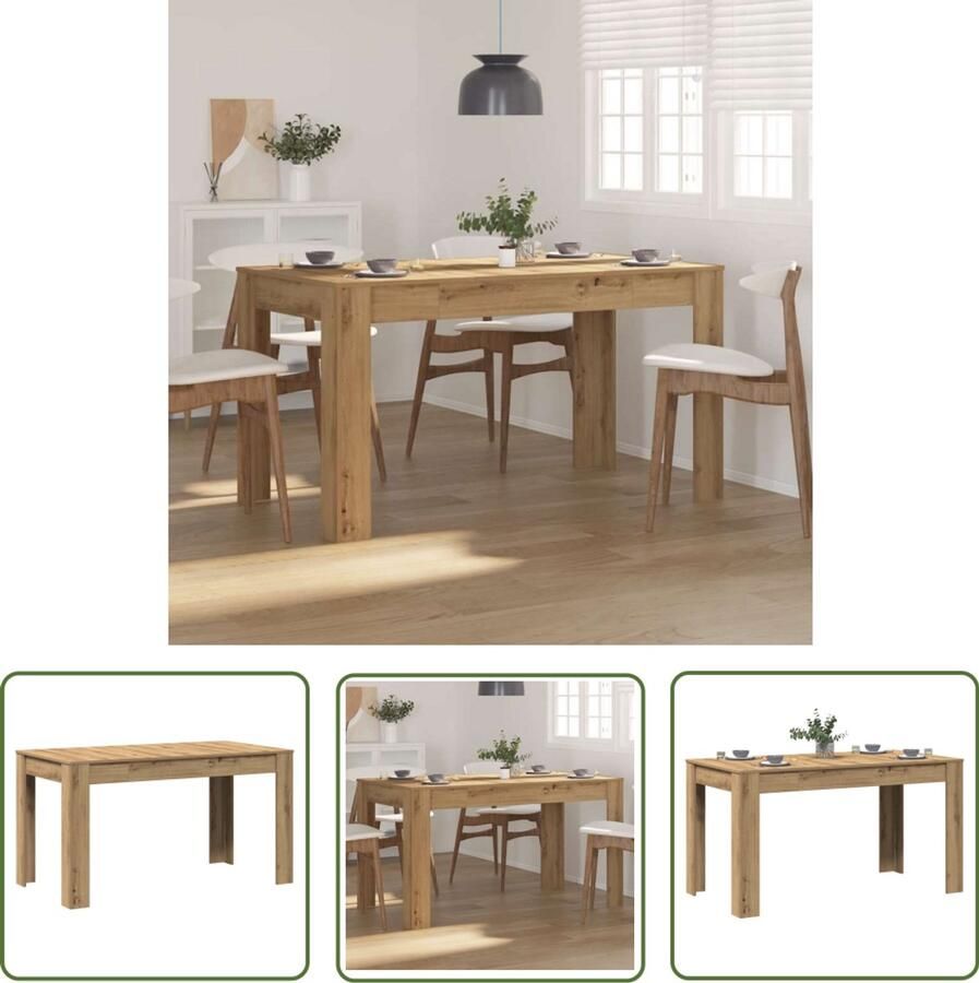 VidaXL Eettafel 140x74 5x76 cm bewerkt hout artisanaal eikenkleurig