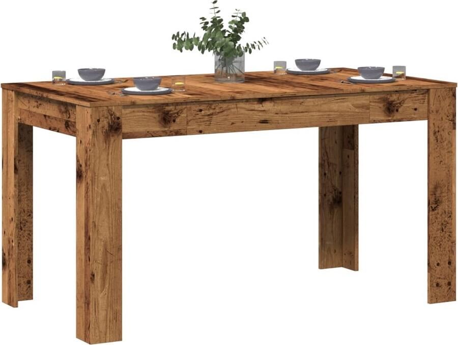 VidaXL Eettafel 140x74 5x76 cm bewerkt hout oud houtkleurig - Foto 2