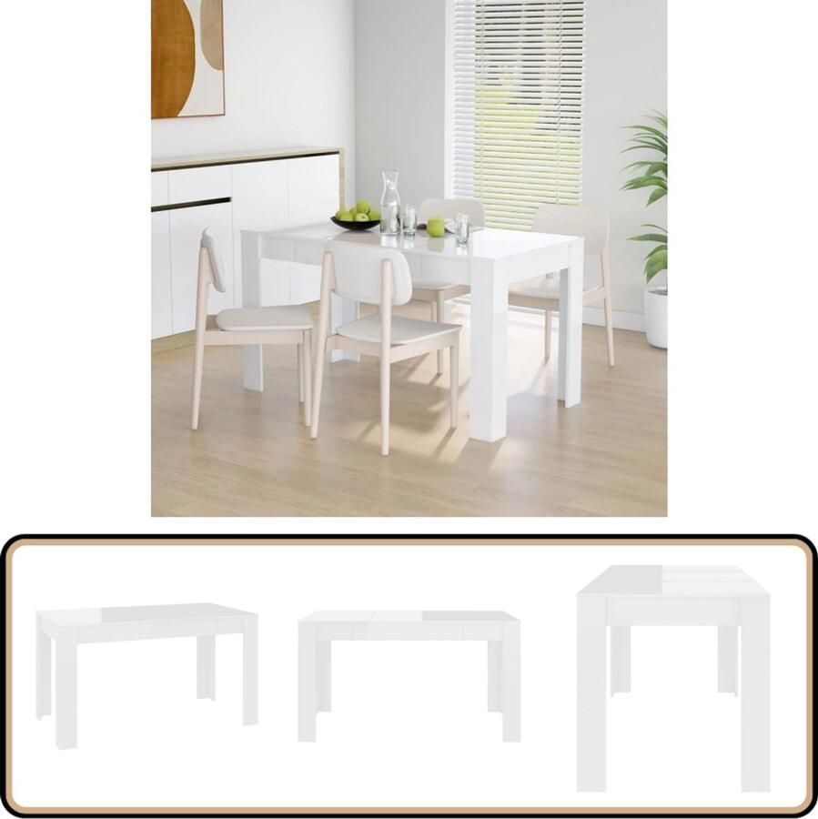VidaXL Eettafel 140x74 5x76 cm Hoogglans Wit Eetkamertafel Witte Eettafel Moderne Eettafel Houten Eettafel 140 Cm Spaanplaat Eettafel Salontafel Ontbijttafel