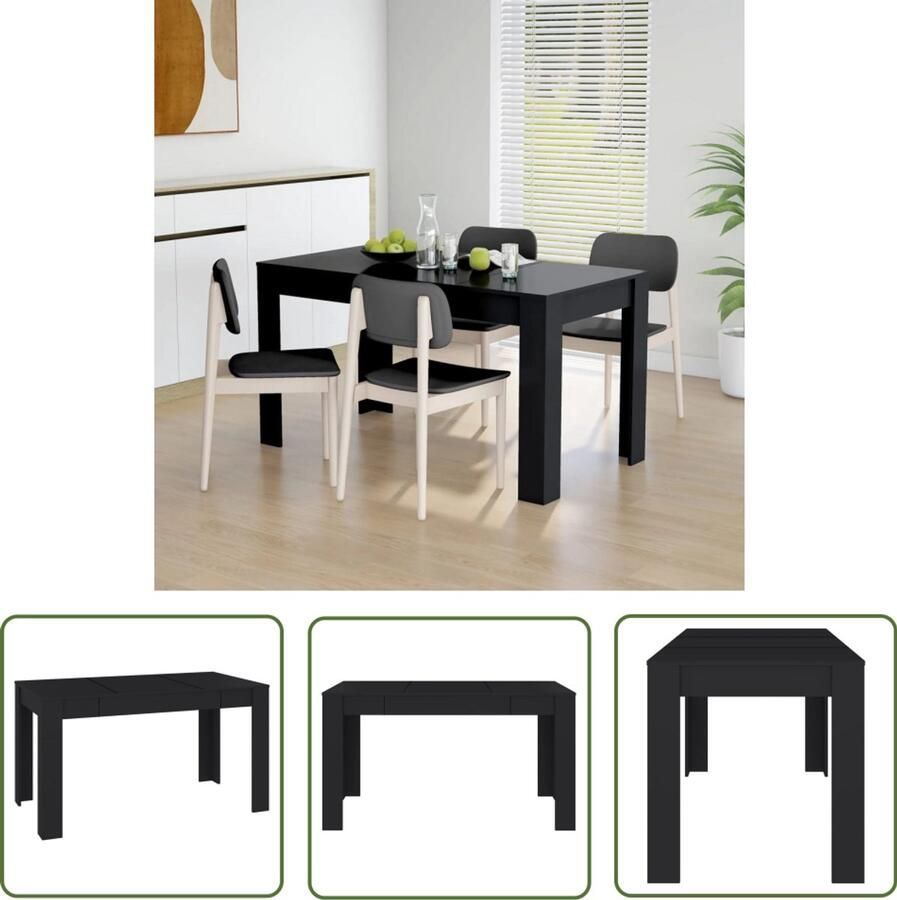 VidaXL Eettafel 140x74 5x76 cm Zwart Spaanplaat Eetkamertafel Zwarte Eettafel Houten Eettafel Moderne Eettafel Salontafel Keuken Tafel Kleine Eettafel Ronde Eettafel Vierkante Eettafel - Foto 2