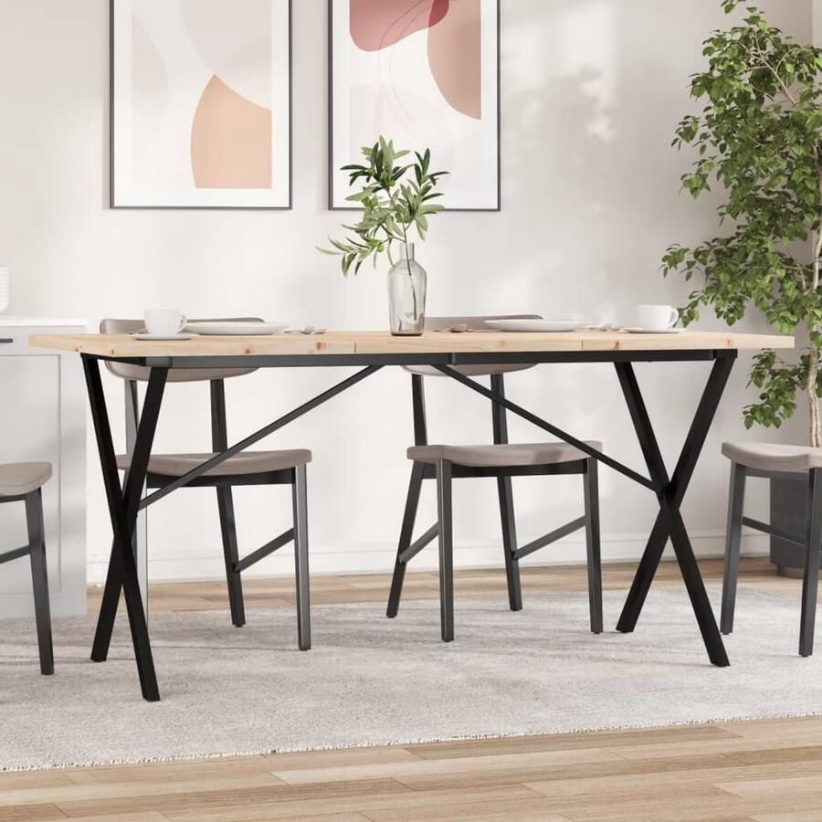 VidaXL Eettafel 140x80 cm Massief Grenen & Gietijzer Eetkamertafel Houten Tafel Eettafel Grenenhout Salontafel Diningtable Tuintafel - Foto 2