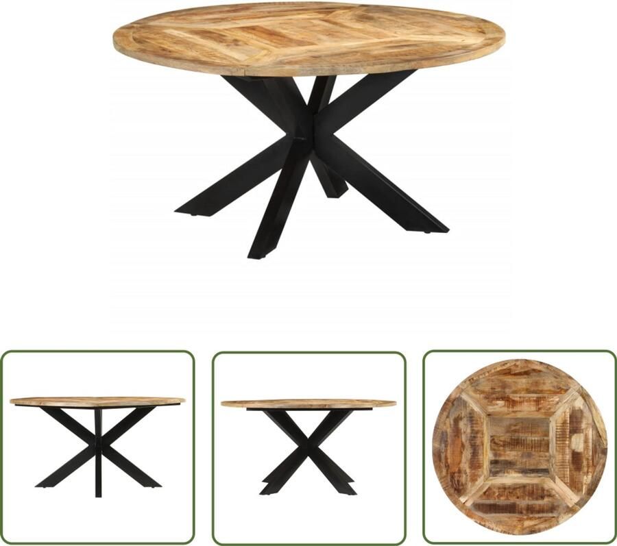 Vida XL vidaXL Eettafel Ã˜150x76 cm massief ruw mangohout-VXL-351710 - Foto 2