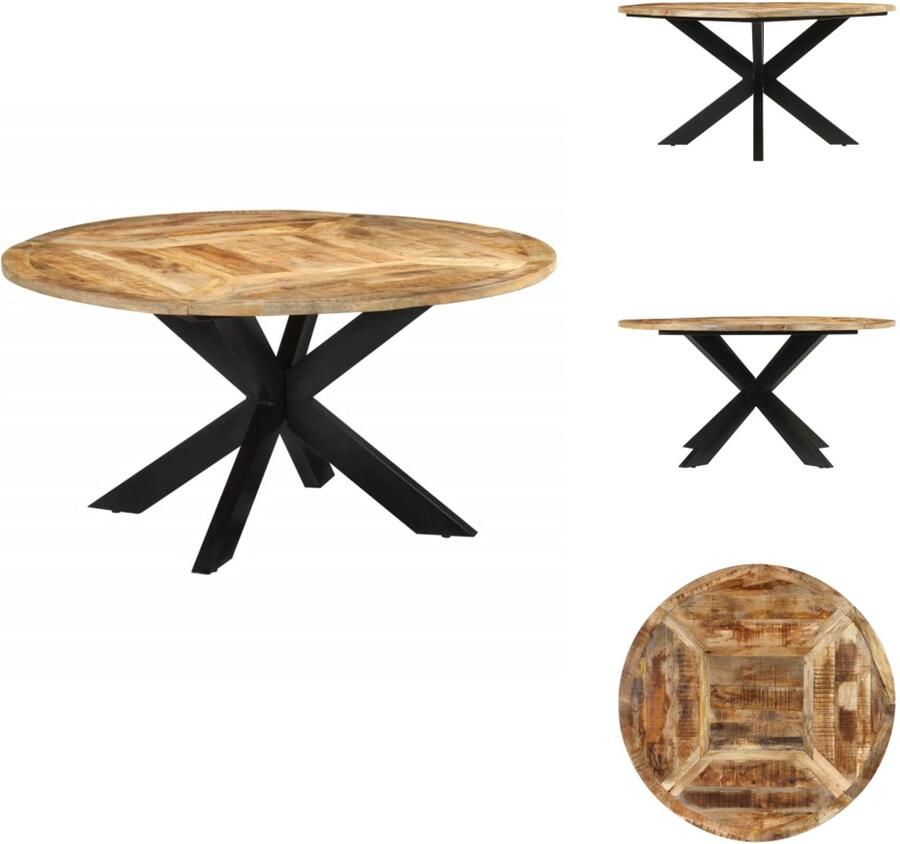 Vida XL vidaXL Eettafel Ã˜150x76 cm massief ruw mangohout-VXL-351710 - Foto 2