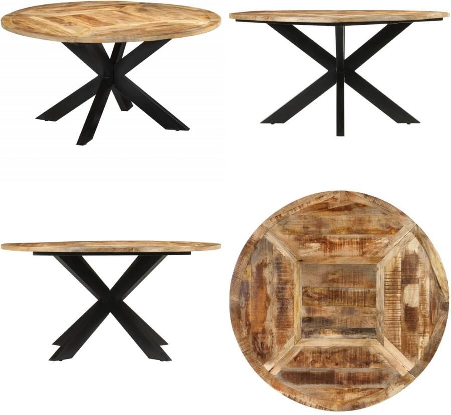 Vida XL vidaXL Eettafel Ã˜150x76 cm massief ruw mangohout-VXL-351710