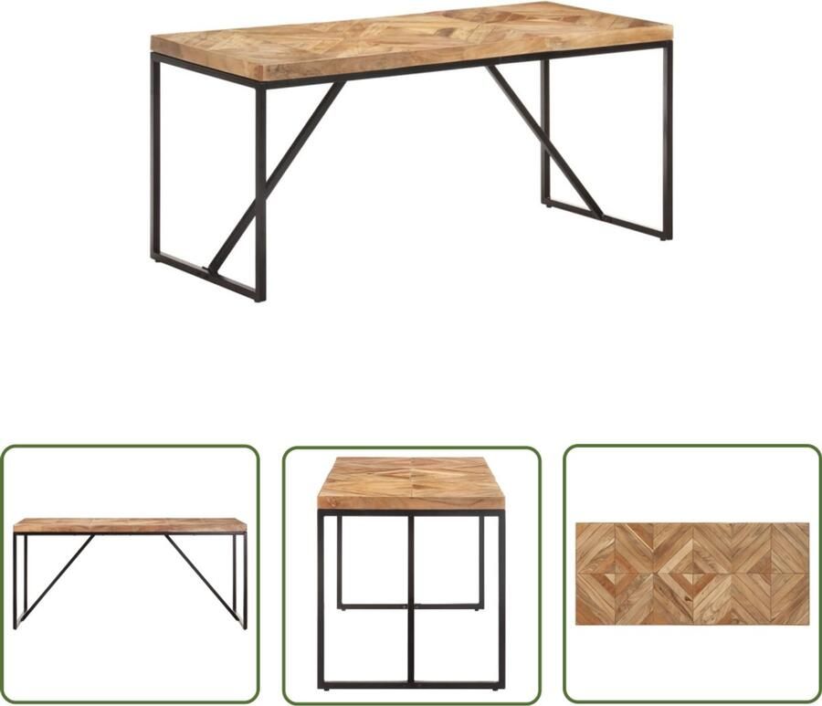 VidaXL Eettafel 160x70x76 cm Massief Acaciahout Industriële Eettafel Hout Salontafel Eetkamerstoel Acacia Tafellaag Mangoholtafeltje