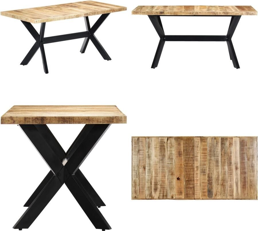 VidaXL Eettafel 160x80x75 cm massief ruw mangohout Eettafel Eettafels Eetkamertafel Eetkamertafels