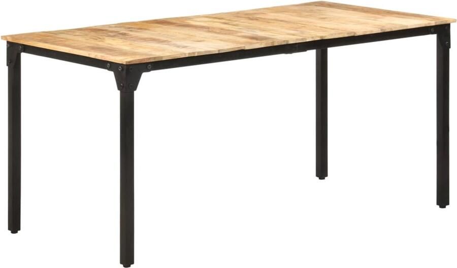 VidaXL Eettafel 160x80x76 cm Ruw Mangohout Houten Eettafel Eethoek Salontafel Mangohout Meubilair Industrieel Design