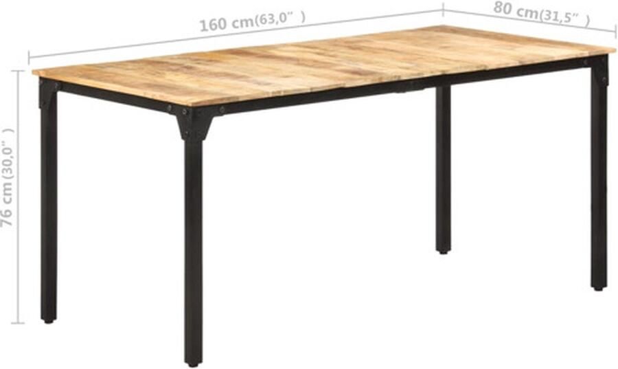 VidaXL -Eettafel-160x80x76-cm-ruw-mangohout - Foto 3