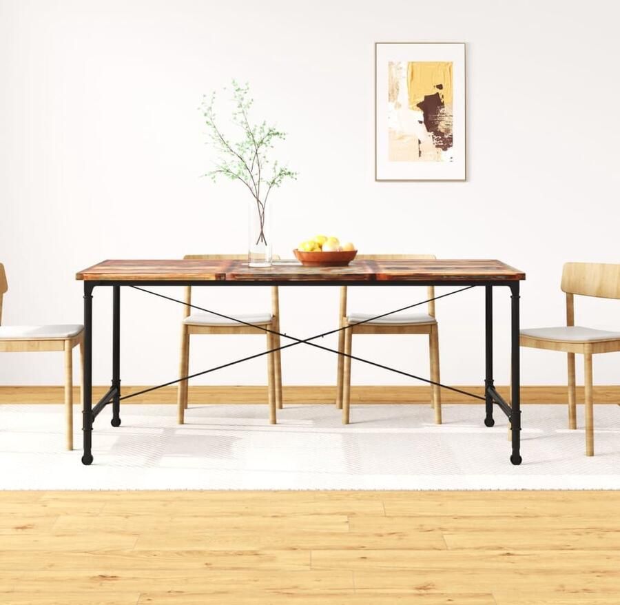 VidaXL Eettafel 180 cm Gerecycled Hout Industrieel Industriele Eettafel Eettafels Industrieel Herbruikbare Meubels Multifunctionele Eettafel Vintage Eettafel Robuuste Eettafel Design Eettafel - Foto 2