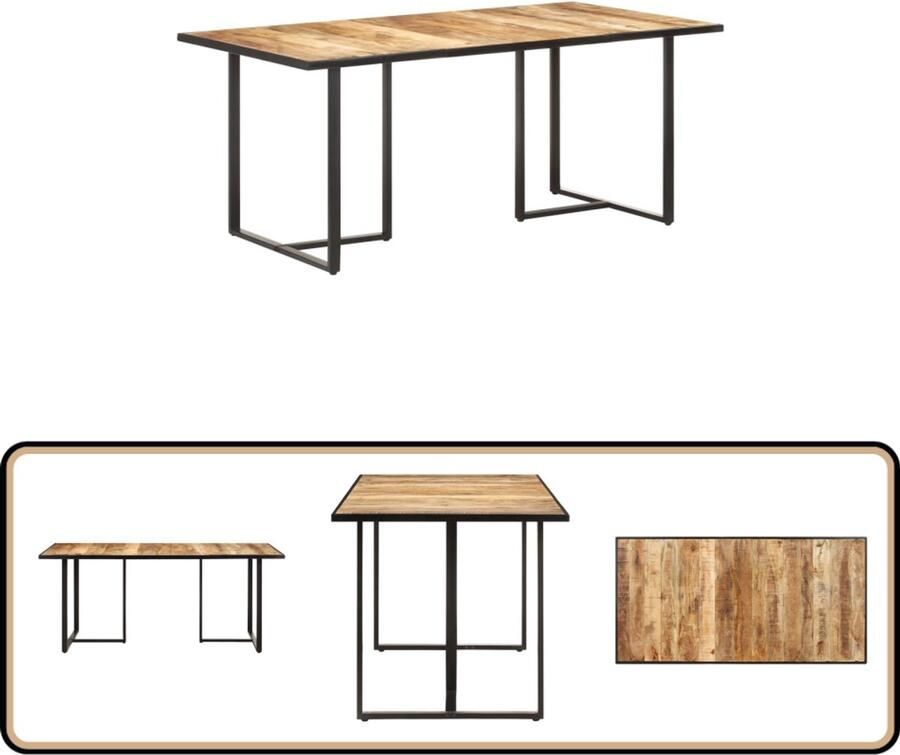 VidaXL Eettafel 180 cm Ruw Mangohout Industrieel Industriele Eettafel Mangohouten Eettafel Eetkamertafel Salontafel Keukenmeubilair