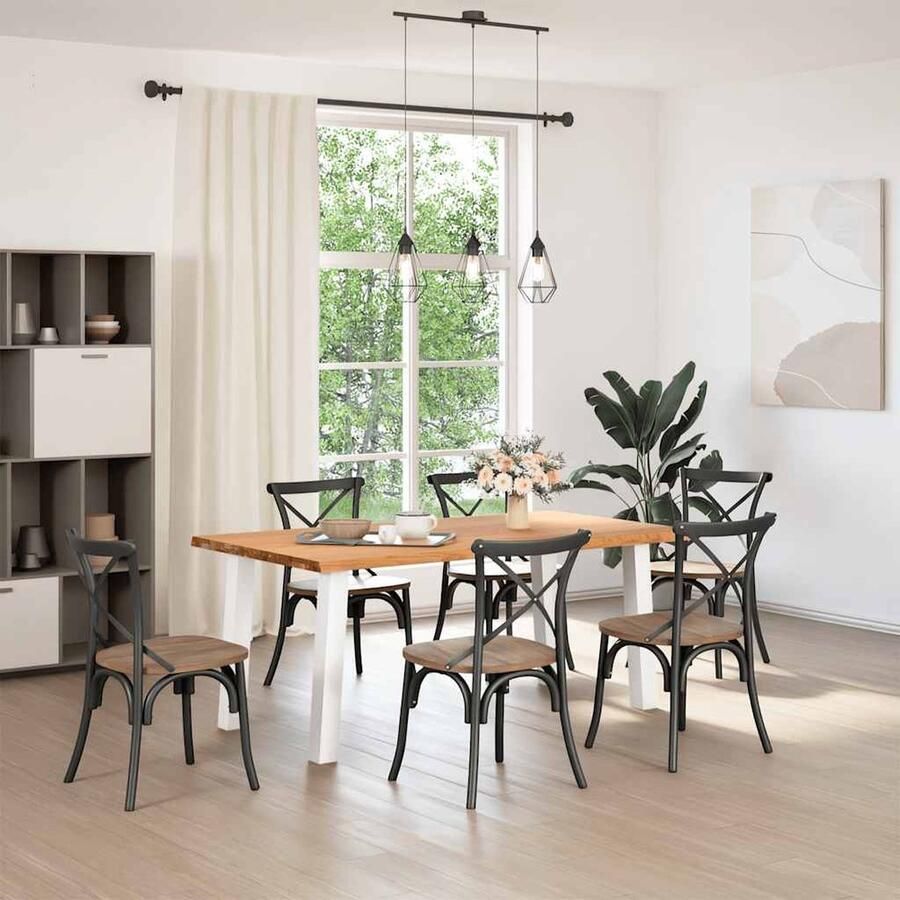 VidaXL Eettafel 180x100x74 cm Massief Eikenhout Eetkamertafel Eikenhouten Tafel Salontafel Grote Tafel Rechte Tafel