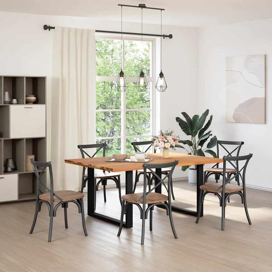 VidaXL Eettafel 180x120x74 cm Massief Eikenhout Eetkamertafel Eikenhouten Tafel Grote Eettafel Solide Tafel Massief Eikenhout Industriële Tafel Landelijke Tafel Diningtable Salontafel