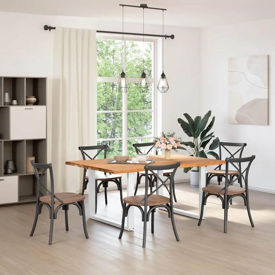 VidaXL Eettafel 180x120x74 cm Massief Eikenhout Eetkamertafel Eikenhouten Tafel Salontafel Diningtable Massief Eikenhout Rechte Tafel Ruime Tafel Vintage Tafel Industriële Tafel