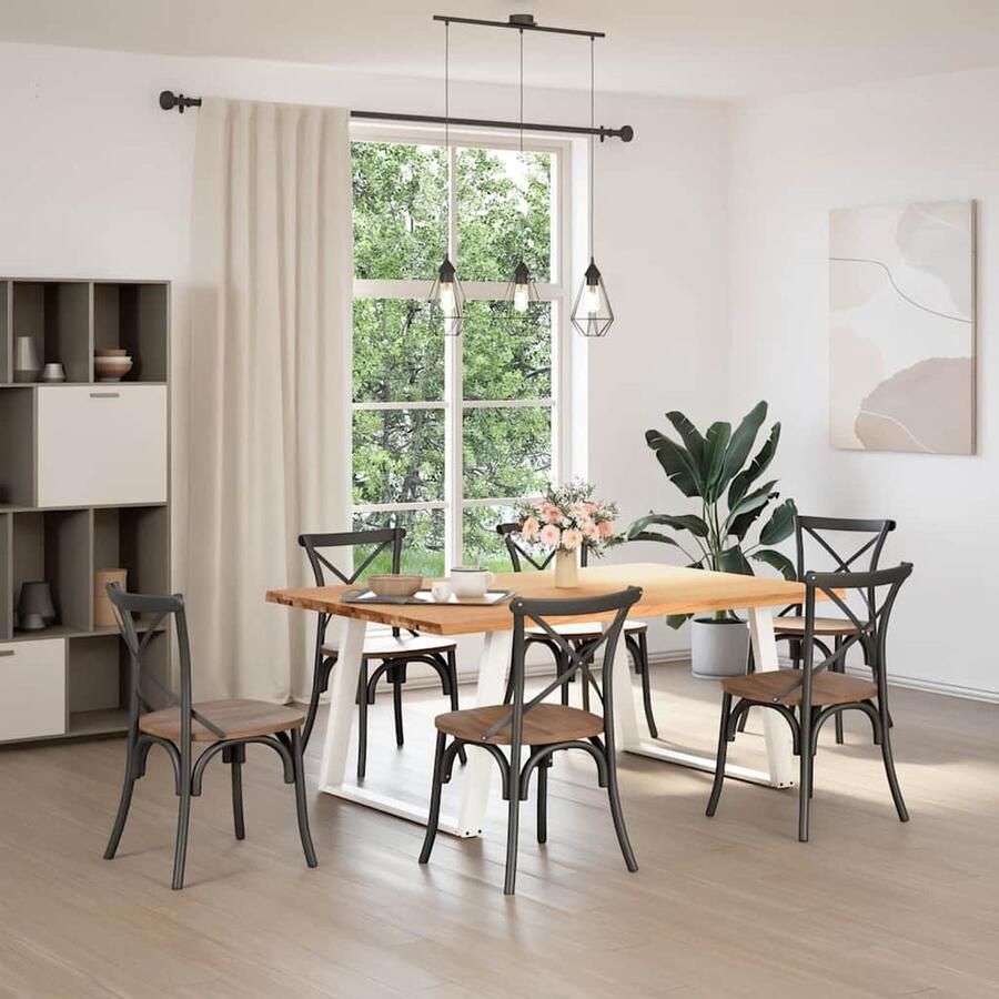 VidaXL Eettafel 180x120x74 cm massief eikenhout lichtbruin