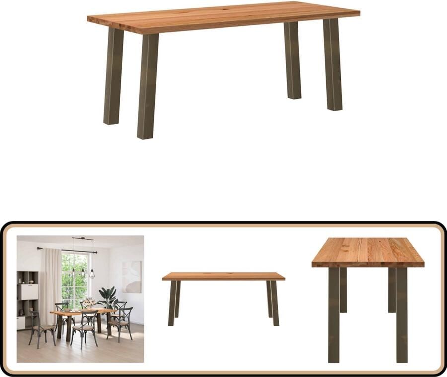VidaXL Eettafel 180x80 cm massief eikenhout Eettafel Eettafels Eetkamertafel Keukentafel