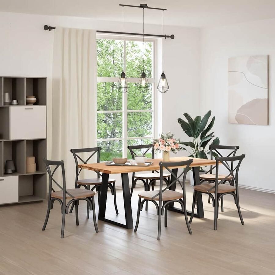 VidaXL Eettafel 180x80cm Massief Eikenhout Eetkamertafel Eikenhouten Tafel Salontafel Diningtable Keukenset Massief Eikenhout Rechte Tafel Grote Tafel Vintage Tafel - Foto 2