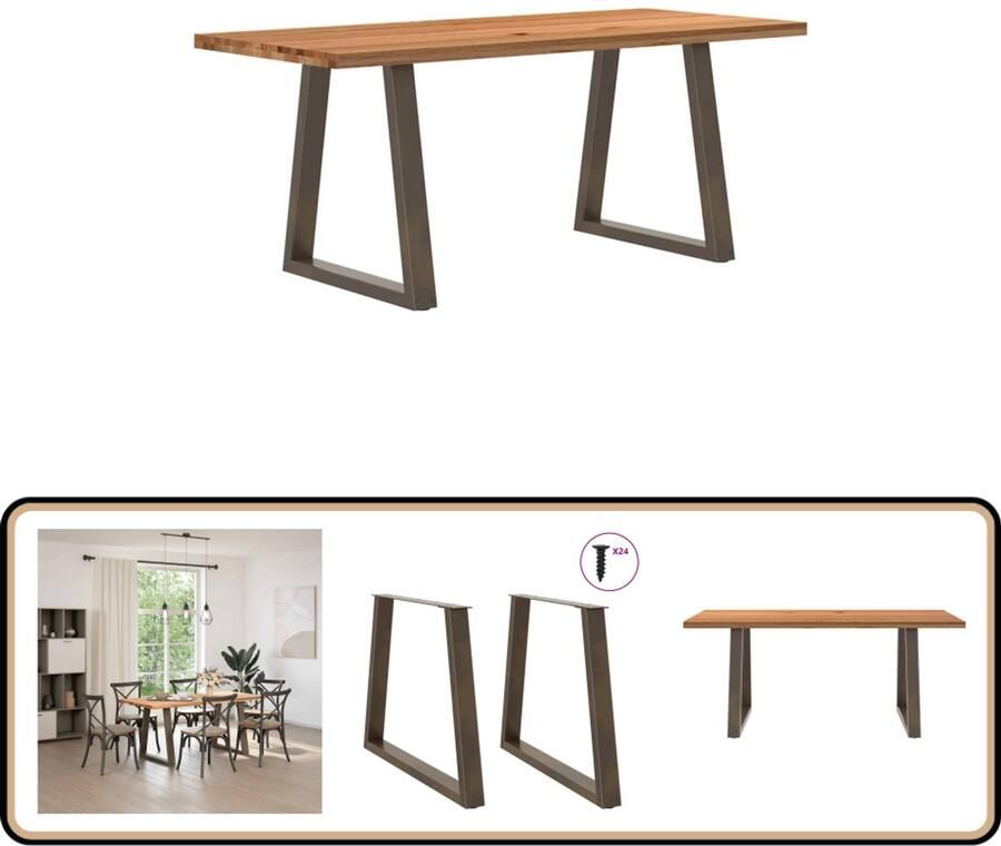 VidaXL Eettafel 180x80x74 cm Massief Eikenhout Eettafel Eettafels Eetkamertafel Keukentafel