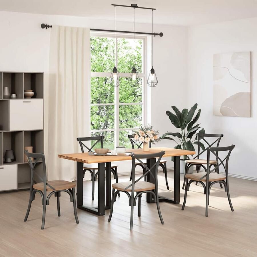 VidaXL Eettafel 180x80x74 cm Massief Eikenhout Eettafel Houten Tafel Keukenset Diningtafel Salontafel Massief Eikenhout Landelijke Stijl Industrieel Design Grote Tafel Stabiele Tafel