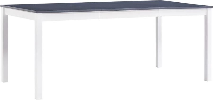 VidaXL Eettafel 180x90x73 cm Wit en Grijs Eetkamertafel Grenenhout Tafel Witte Tafel Grijze Tafel Salontafel Diningtable Wooden Table Minimalist Design Scandinavisch Meubilair Living Room Furniture Kitchen Table - Foto 2