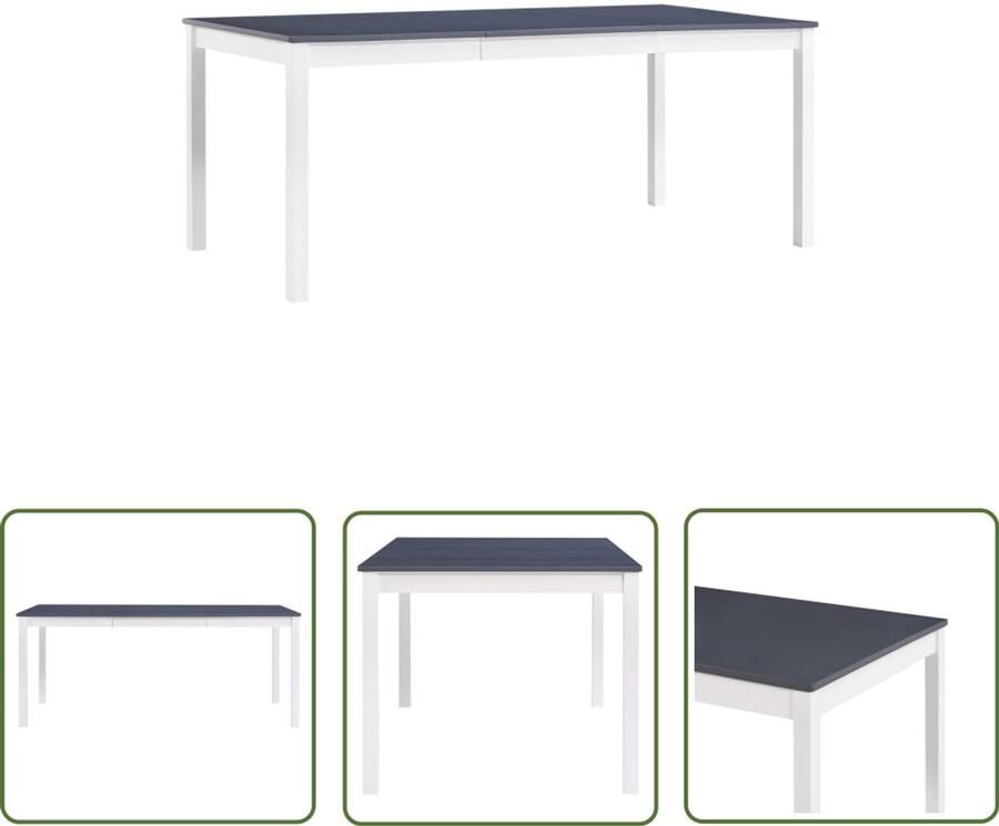 VidaXL Eettafel 180x90x73 cm Wit en Grijs Eetkamertafel Grenenhout Tafel Witte Tafel Grijze Tafel Salontafel Diningtable Wooden Table Minimalist Design Scandinavisch Meubilair Living Room Furniture Kitchen Table