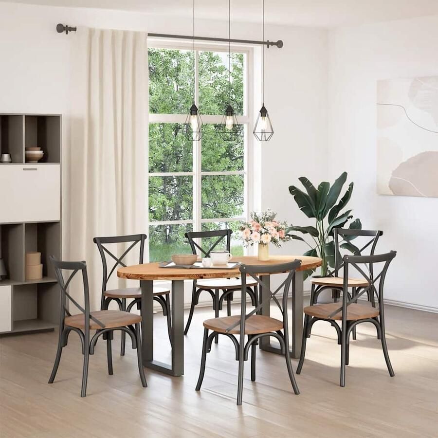 VidaXL Eettafel 180x90x74 cm Massief Eikenhout Eetkamertafel Eikenhouten Tafel Ronde Tafel Ovale Tafel Salontafel Diningtable Massief Eikenhout Industriële Tafel Landelijke Tafel