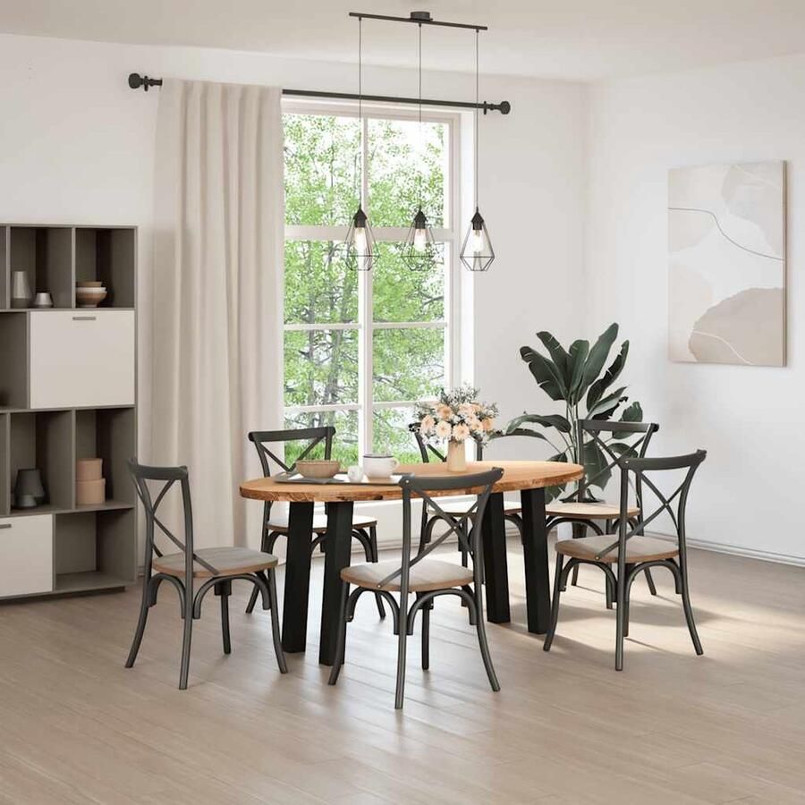 VidaXL Eettafel Ovaal Massief Eikenhout 180x90x74 cm Eettafel Houten Eettafel Eikentafel Salontafel Diningtable Massief Eikenhout Oval Tafel Grote Eettafel Vintage Eettafel