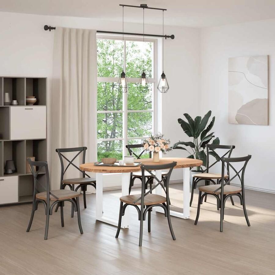 VidaXL Eettafel Ovaal 180x90x74 cm Massief Eikenhout Eetkamertafel Eikenhouten Tafel Ronde Tafel Grote Tafel Stevige Tafel Salontafel Diningtable Oak Table Wooden Table