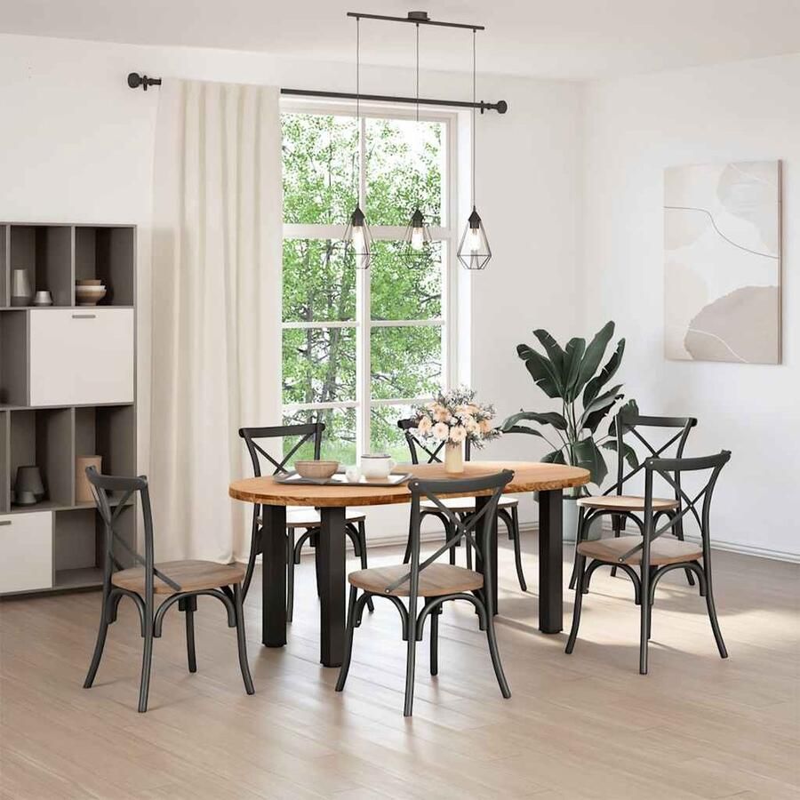 VidaXL Eettafel Ovaal Massief Eikenhout 180x90 cm Eetkamertafel Eikenhouten Tafel Ovale Tafel Salontafel Massief Eikenhout Vintage Tafel Industriële Tafel Grote Tafel Diningtable