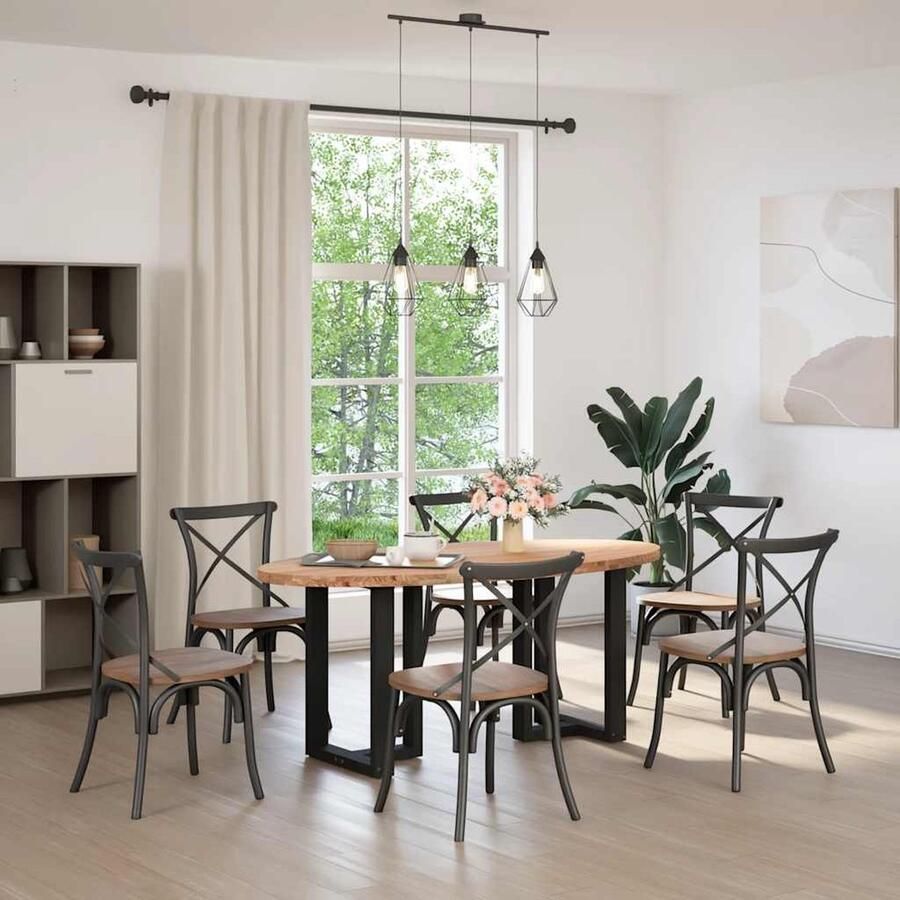 VidaXL Eettafel Ovaal 180x90 cm Massief Eikenhout Eetkamertafel Eikenhouten Tafel Ovale Tafel Salontafel Diningtable Massief Eikenhout Industriële Tafel