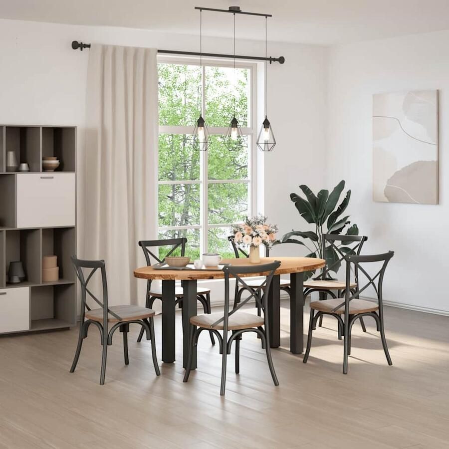 VidaXL Eettafel Ovaal Massief Eikenhout 180x90 cm Eetkamertafel Houten Tafel Eikenhouten Tafel Ovale Tafel Grote Tafel Solide Tafel Stabiele Tafel Luxe Tafel Diningtable