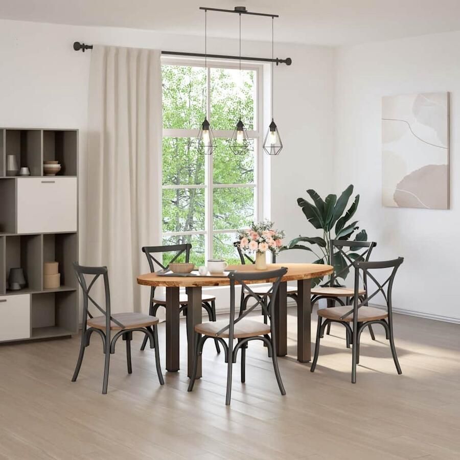 VidaXL Ovale Eettafel 180x90 cm Massief Eikenhout Eettafel Eettafels Eetkamertafel Keukentafel