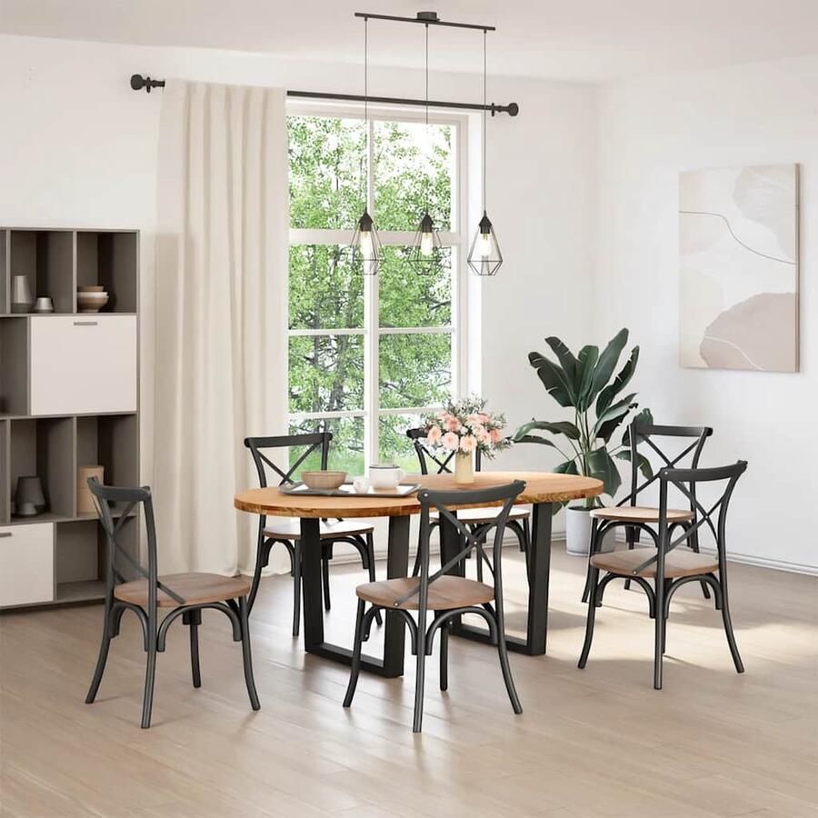 VidaXL Eettafel Ovaal 180x90x74 cm Massief Eikenhout Eetkamertafel Eikenhouten Tafel Ronde Tafel Grote Tafel Solide Tafel Design Tafel Salontafel Massief Hout Vintage Tafel