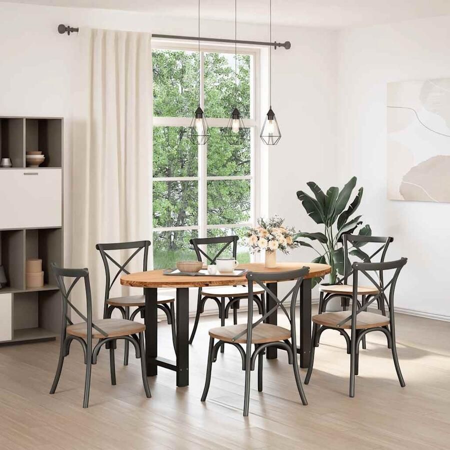 VidaXL Ovale Eettafel 180x90 cm Massief Eikenhout Eetkamertafel Eikenhouten Tafel Ovale Tafel Grote Tafel Solide Tafel Design Tafel Moderne Tafel Landelijke Tafel Diningtable