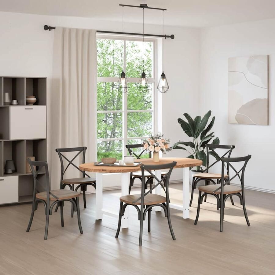 VidaXL Eettafel Ovaal 180x90x74 cm Massief Eikenhout Eettafel Eettafels Eetkamertafel Keukentafel